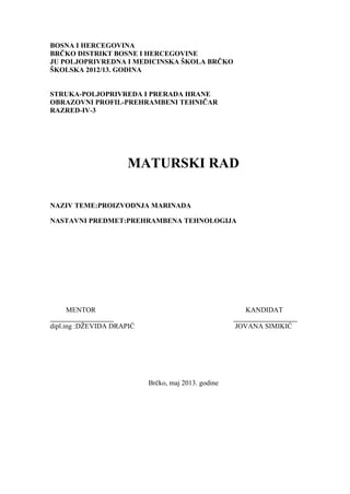 Proizvodnja marinada