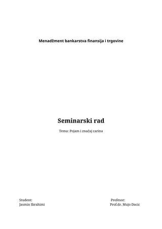 Pojam i značaj carina