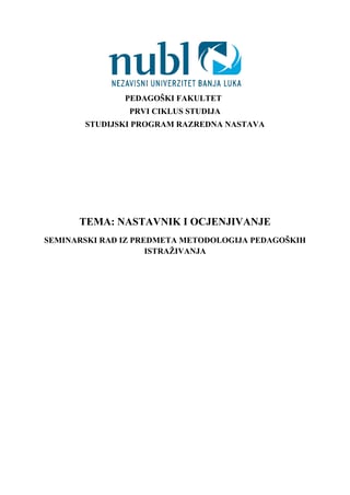 Nastavnik i ocjenjivanje