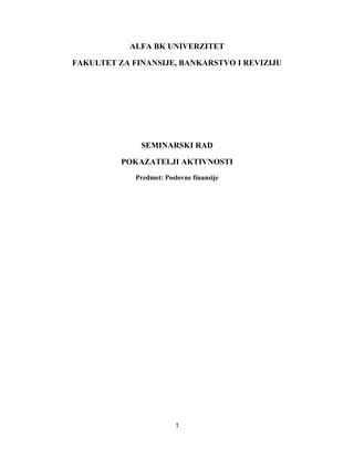 Pokazatelji aktivnosti preduzeća