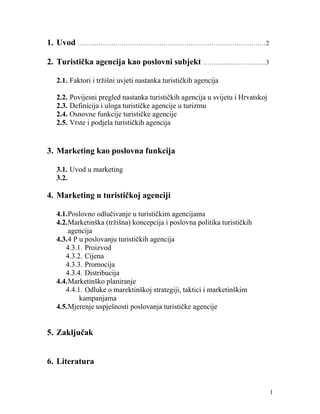 Turistička agencija kao poslovni subjekt