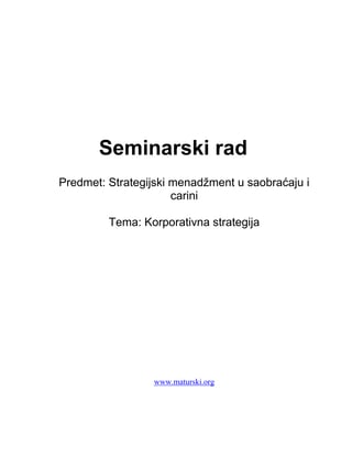 Korporativna strategija