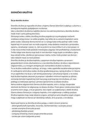 Osnovni pojmovi o dioničkom društvu