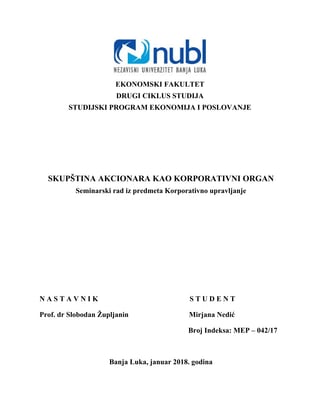 Skupština akcionara kao korporativni organ