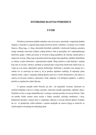 Istorijski razvoj porodice