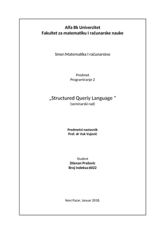 Structured query language (sql): seminarski rad