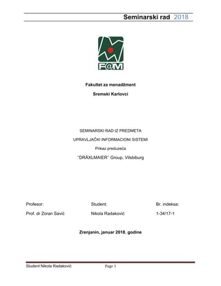 Prikaz preduzeća ”dräxlmaier” group: upravljački informacioni sistemi