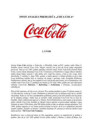 SWOT analiza preduzeća “Koka kola”