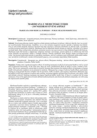 Marihuana u medicinske svrhe javno zdrastveni aspekt