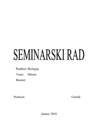 Mitoza: seminarski rad iz biologije