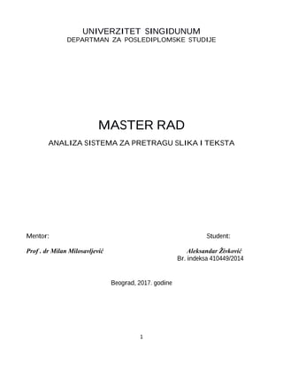 Analiza sistema za pretragu slika i teksta