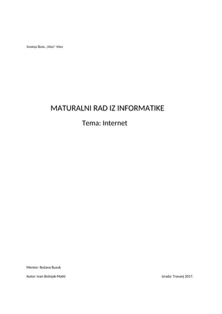 Internet: maturalni rad iz informatike