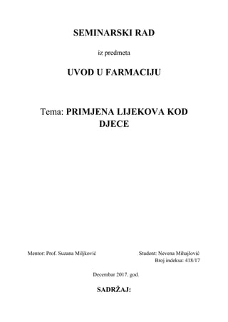 Primena lekova kod dece