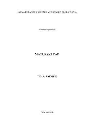 Anemije: maturski rad