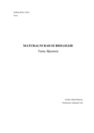 Bjesnoća: maturalni rad iz biologije