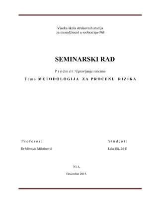 Metodologija za procenu rizika