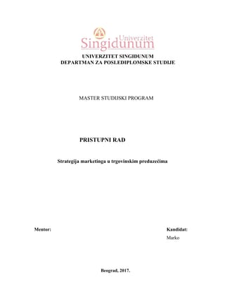 Strategija marketinga u trgovinskim preduzećima