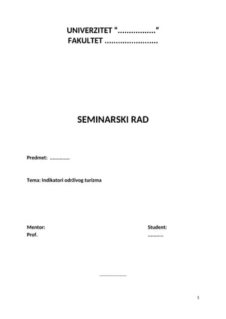 Indikatori održivog turizma