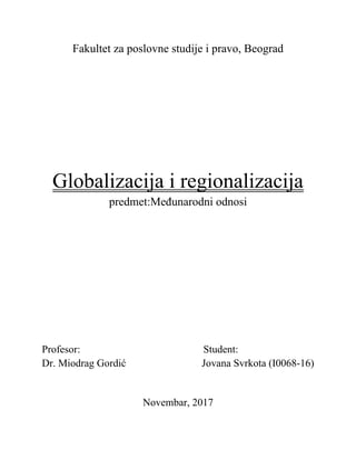 Globalizacija i regionalizacija