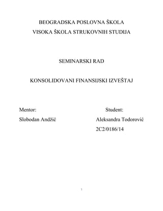 Konsolidovani finansijski izveštaj
