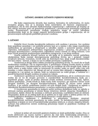 Ličnosti, osobine ličnosti i njihovo merenje