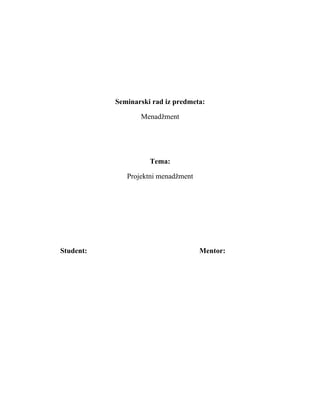 Projektni menadžment