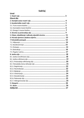 Masti i ulja kao hranjive tvari
