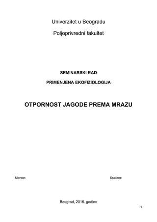 Otpornost jagode prema mrazu