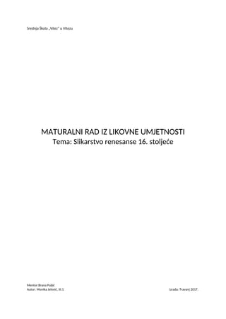 Slikarstvo renesanse 16. stoljeće