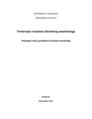 Testiranje rezultata direktnog marketinga