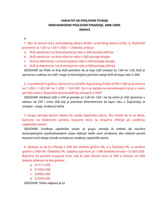 Međunarodne poslovne finansije – Pitanja i odgovori