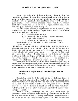 Profesionalna orijentacija i selekcija