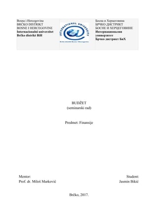 Budžet – pojam i karakteristike