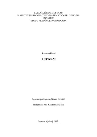 Autizam: seminarski rad