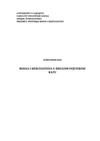 BiH u II svjetskom ratu