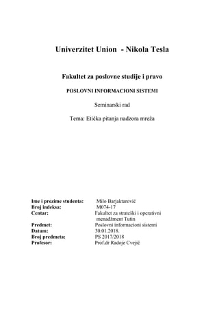 Etička pitanja nadzora mreže