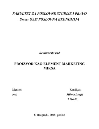Proizvod kao element marketing miksa