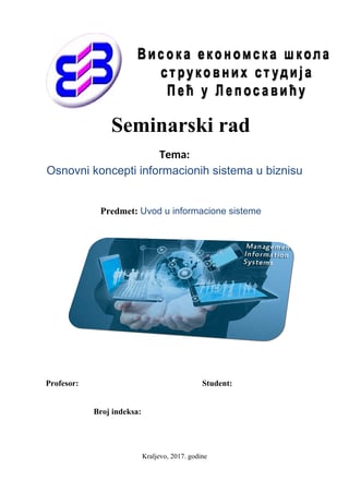 Osnovni koncepti informacionih sistema u biznisu