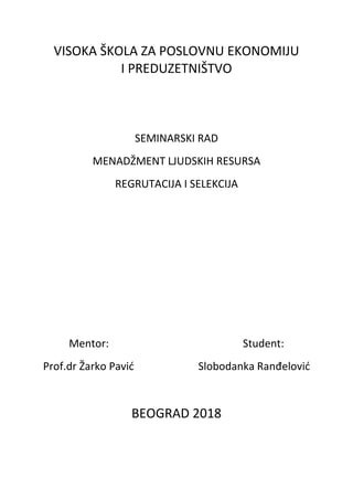 Regrutacija i selekcija