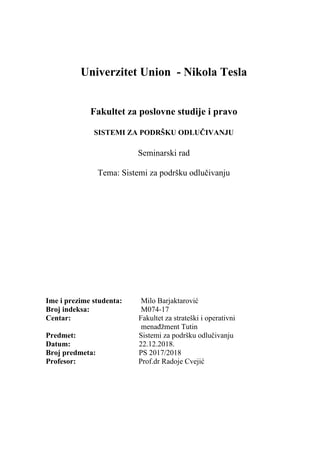 Sistemi za podrsku odlučivanju