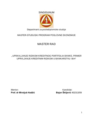 Upravljanje rizikom kreditnog portfolia banke