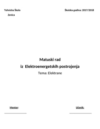 Elektrane: maturski rad