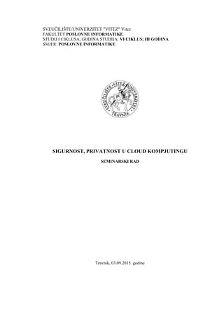 Sigurnost, privatnost u cloud kompjutingu