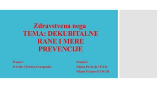 Dekubitalne rane i mere prevencije