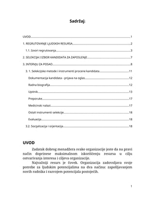 Regrutovanje i selekcija ljudskih resursa