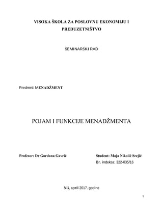Pojam i funkcije menadžmenta