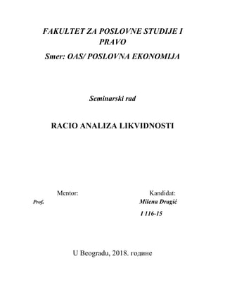 Racio analiza likvidnosti