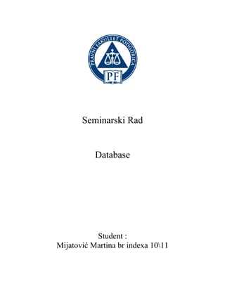 Baze podataka: arhitektura, ciljevi i modeli