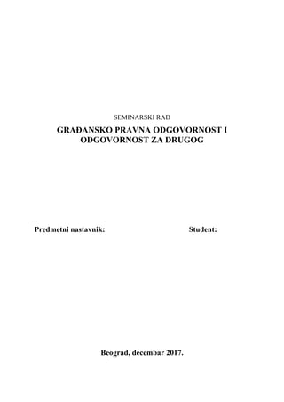 Građansko pravna odgovornost i odgovornost za drugog