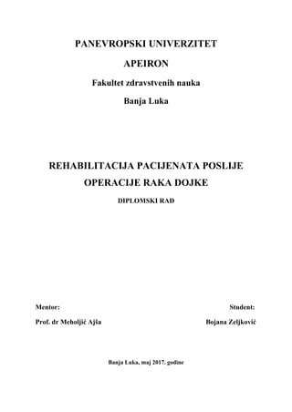 Rehabilitacija pacijenata posle operacije raka dojke